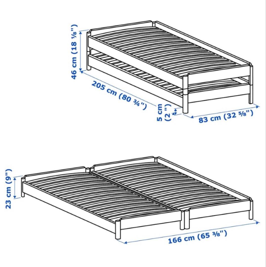 【引取り限定】IKEA ウトーケル スタッキングベッド マットレス2枚付き