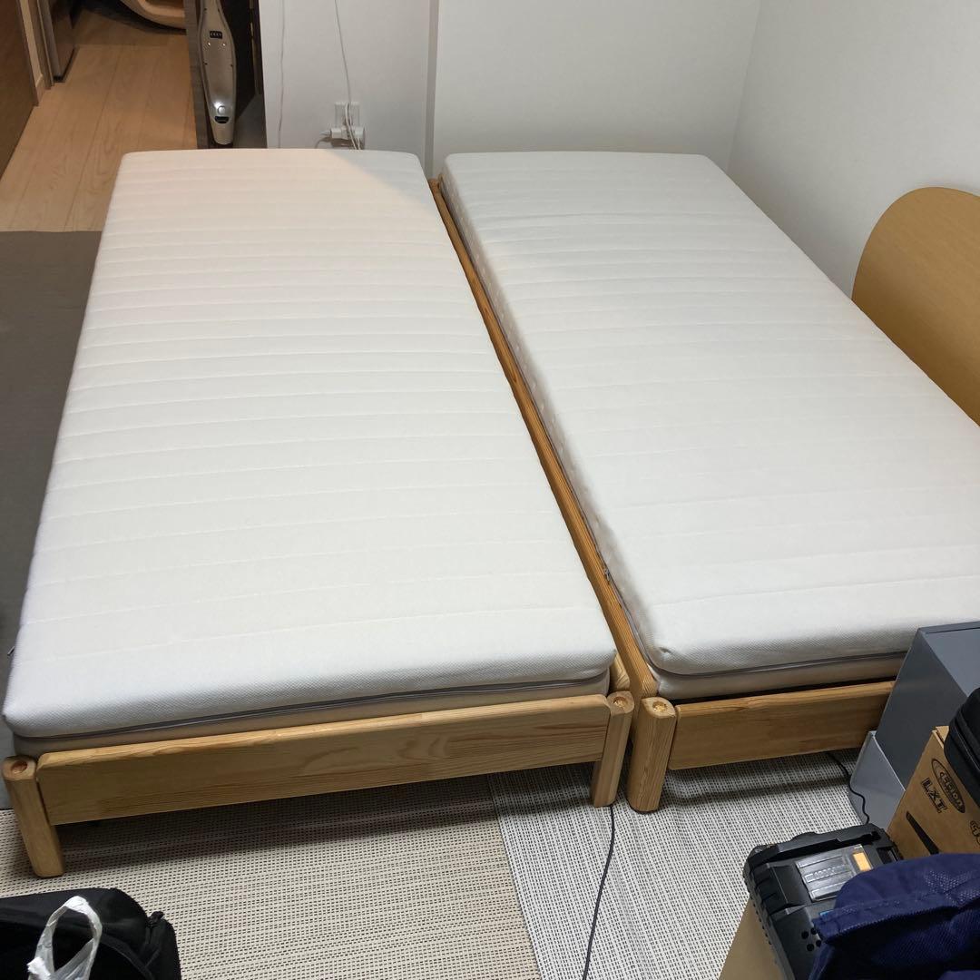 【引取り限定】IKEA ウトーケル スタッキングベッド マットレス2枚付き
