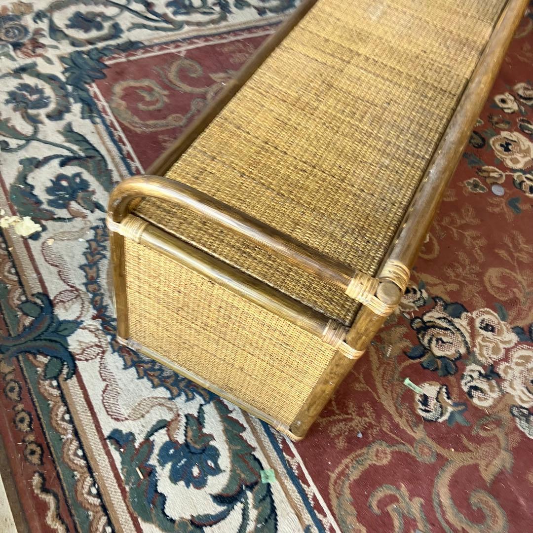 昭和レトロ 大型 ラタンサイドボード テレビ台 古家具 2段3杯 引き出し箪笥