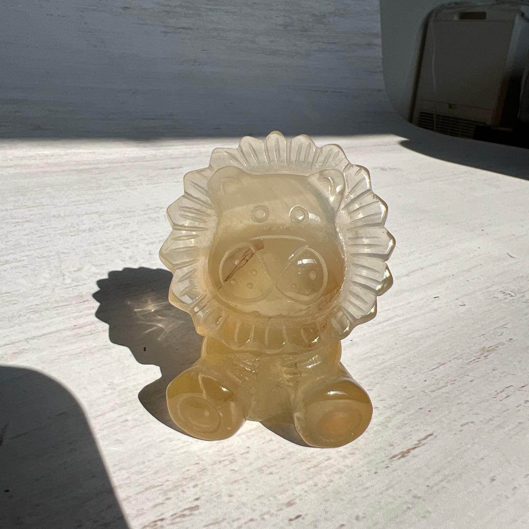 ちゅら　天然石　ライオンちゃん　ローズクォーツ　シトリン　2点