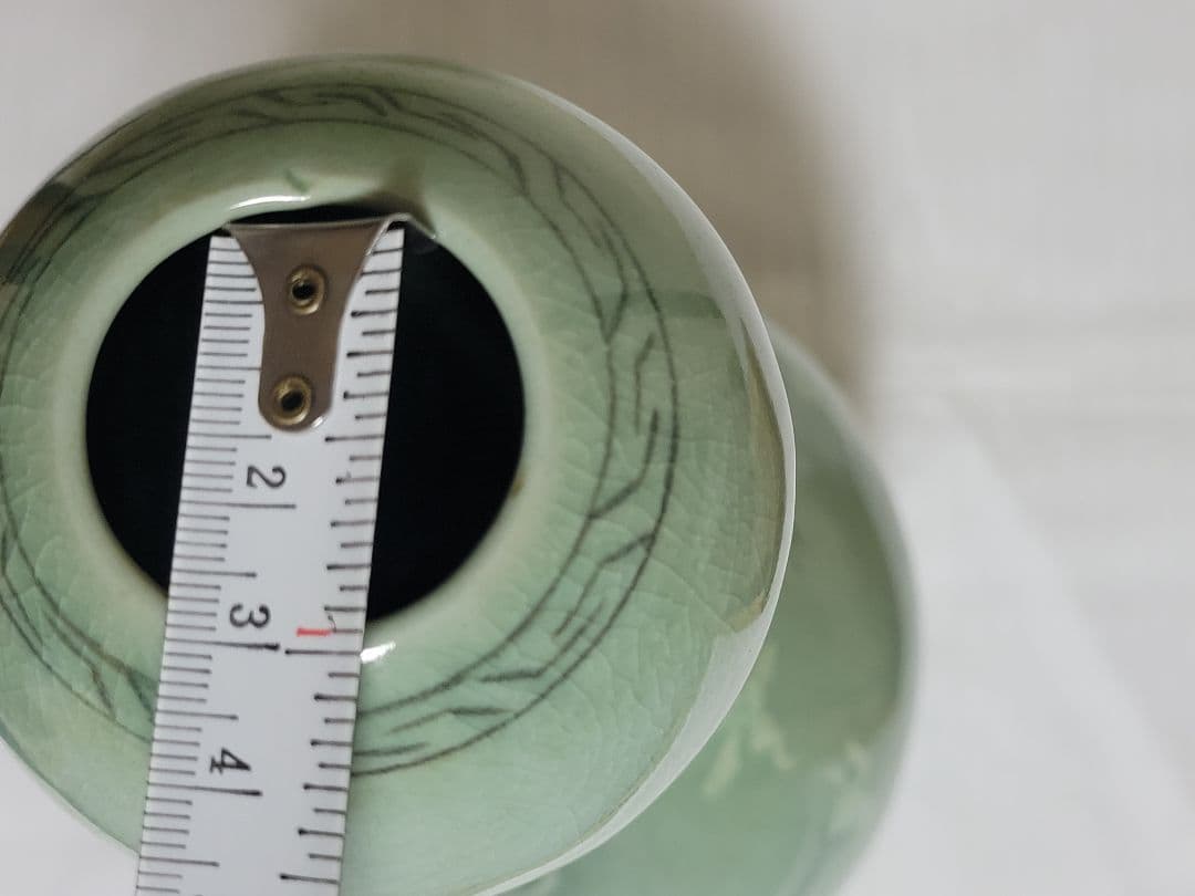 保管未使用品　高麗青磁　白光窯　恩峰　姜顕求 作（印）瓢箪型　花瓶