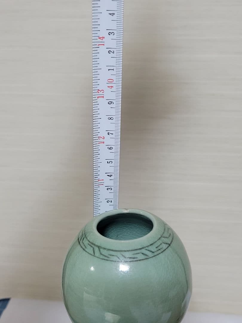 保管未使用品　高麗青磁　白光窯　恩峰　姜顕求 作（印）瓢箪型　花瓶