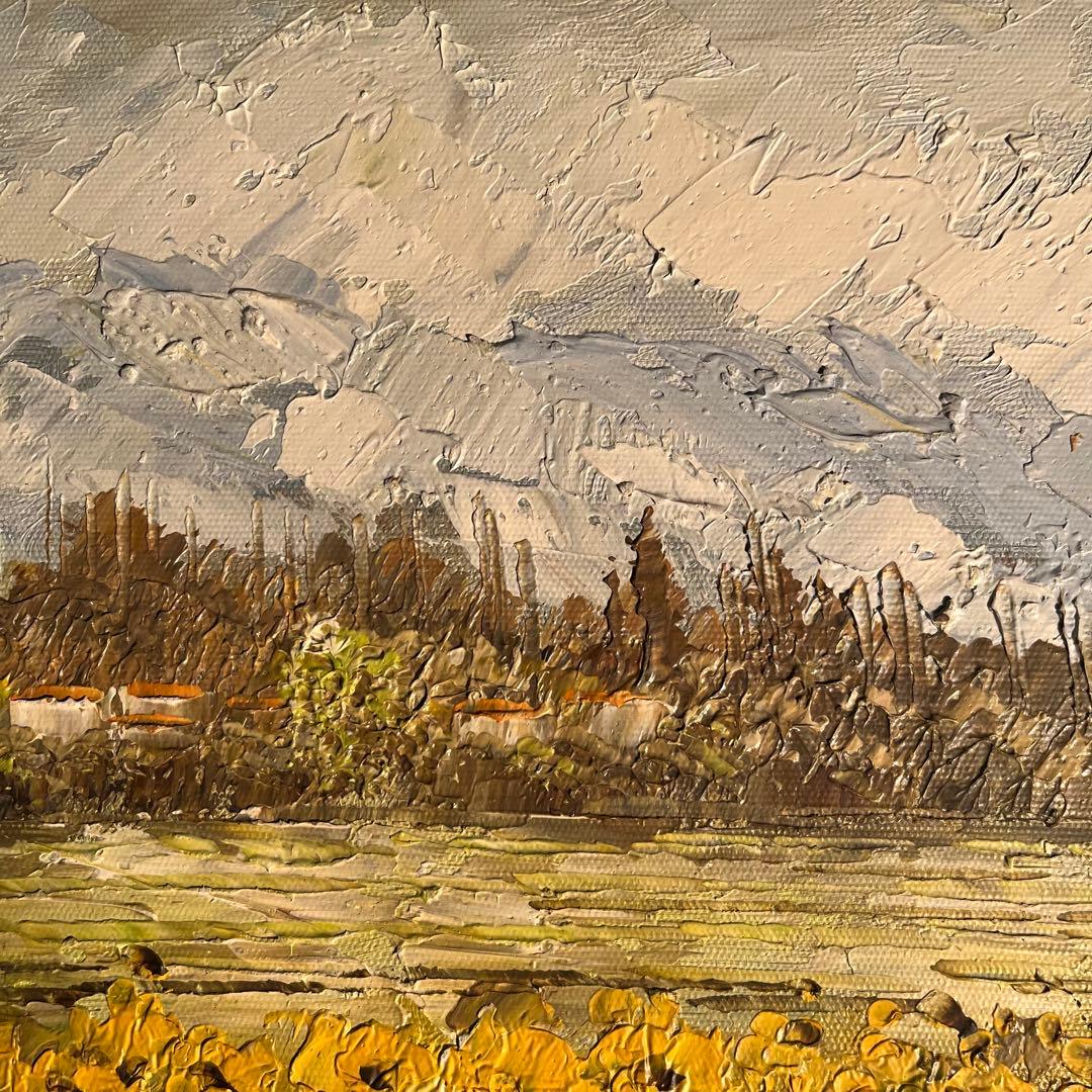 手書き油絵 コスモス畑 額付 肉筆絵画 インテリア 油彩画