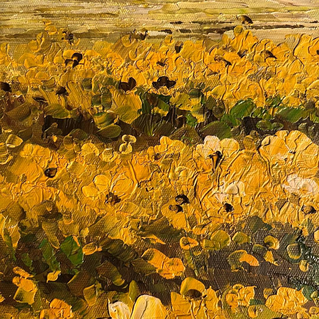 手書き油絵 コスモス畑 額付 肉筆絵画 インテリア 油彩画