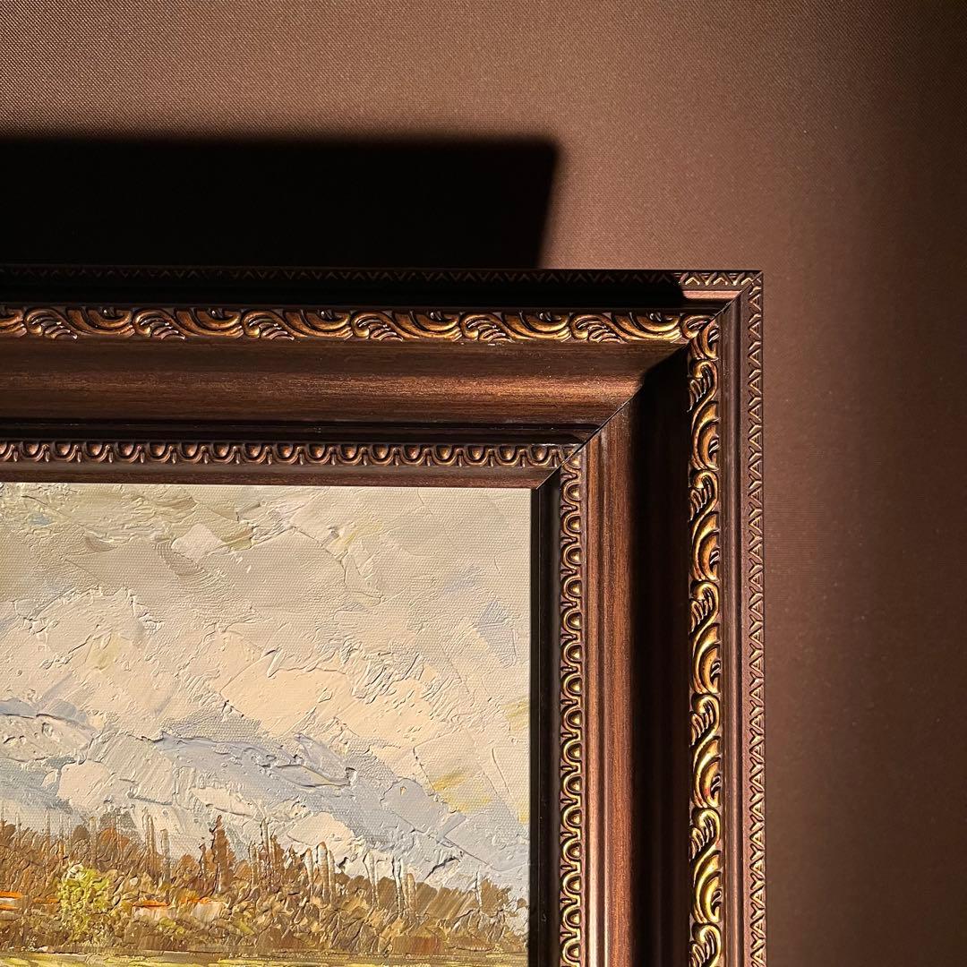 手書き油絵 コスモス畑 額付 肉筆絵画 インテリア 油彩画