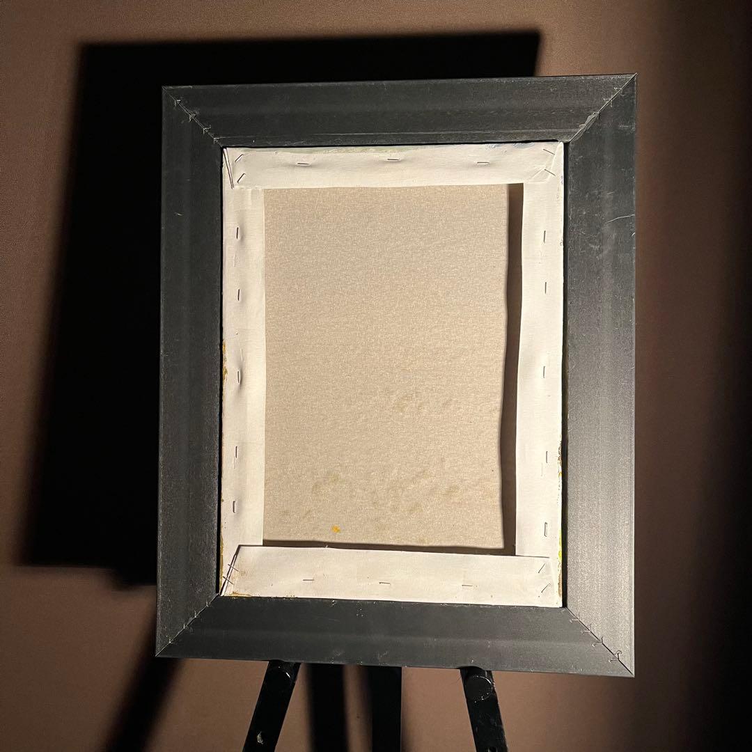 手書き油絵 コスモス畑 額付 肉筆絵画 インテリア 油彩画