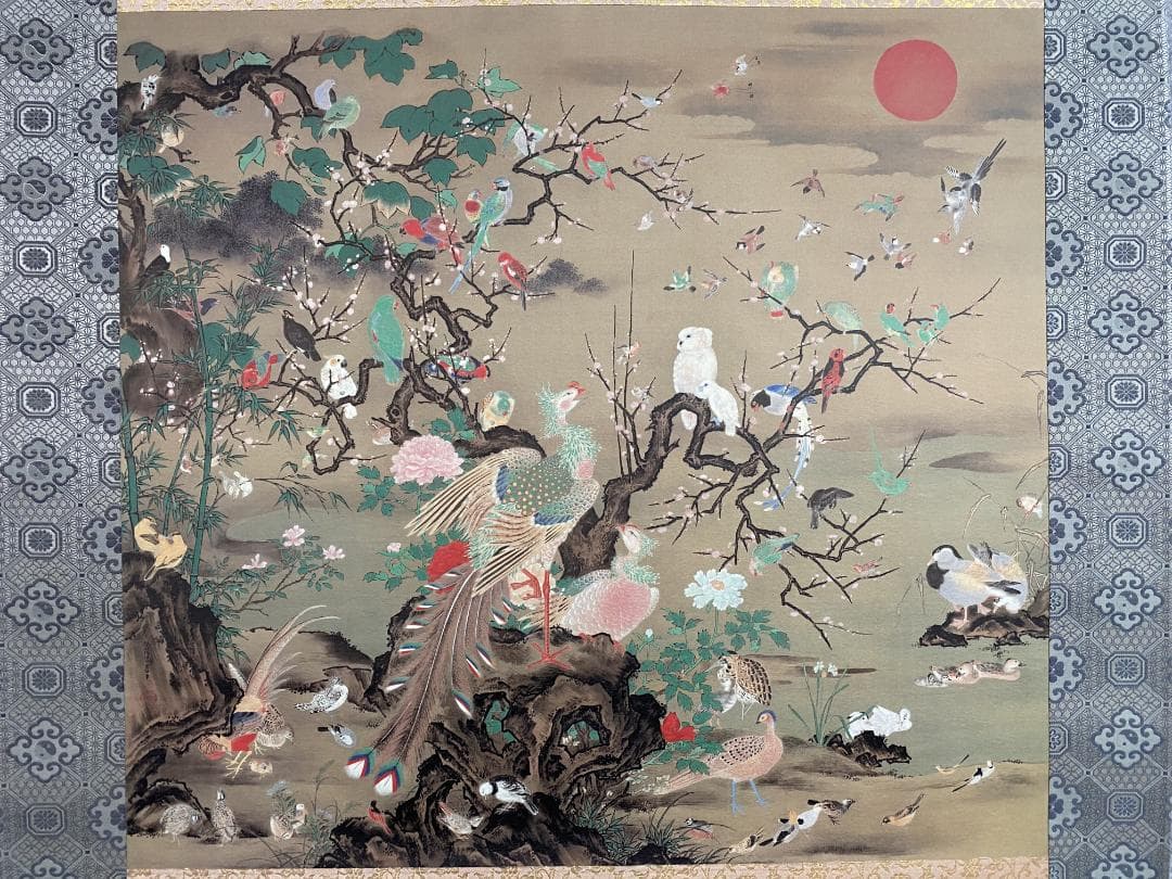 お*猫様 『複製』狩野栄信 狩野伊川院『百鳥図』木挽町家狩野派8代目 江戸後期絵