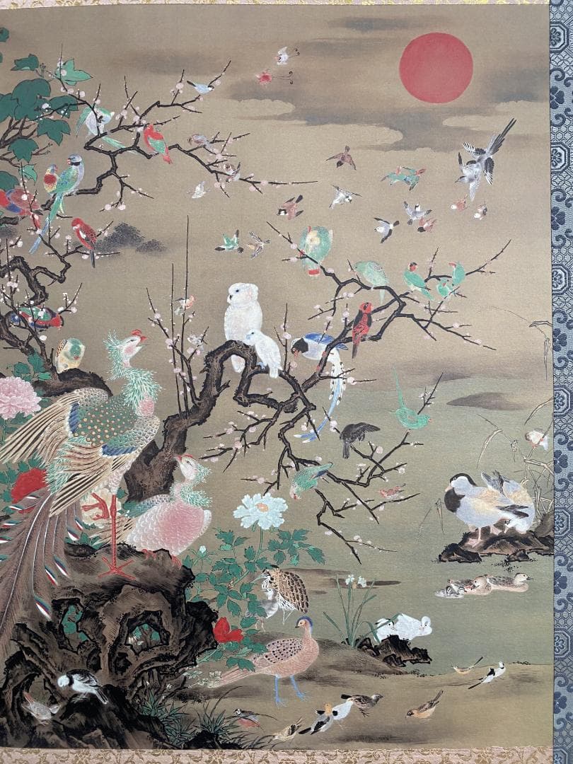 お*猫様 『複製』狩野栄信 狩野伊川院『百鳥図』木挽町家狩野派8代目 江戸後期絵