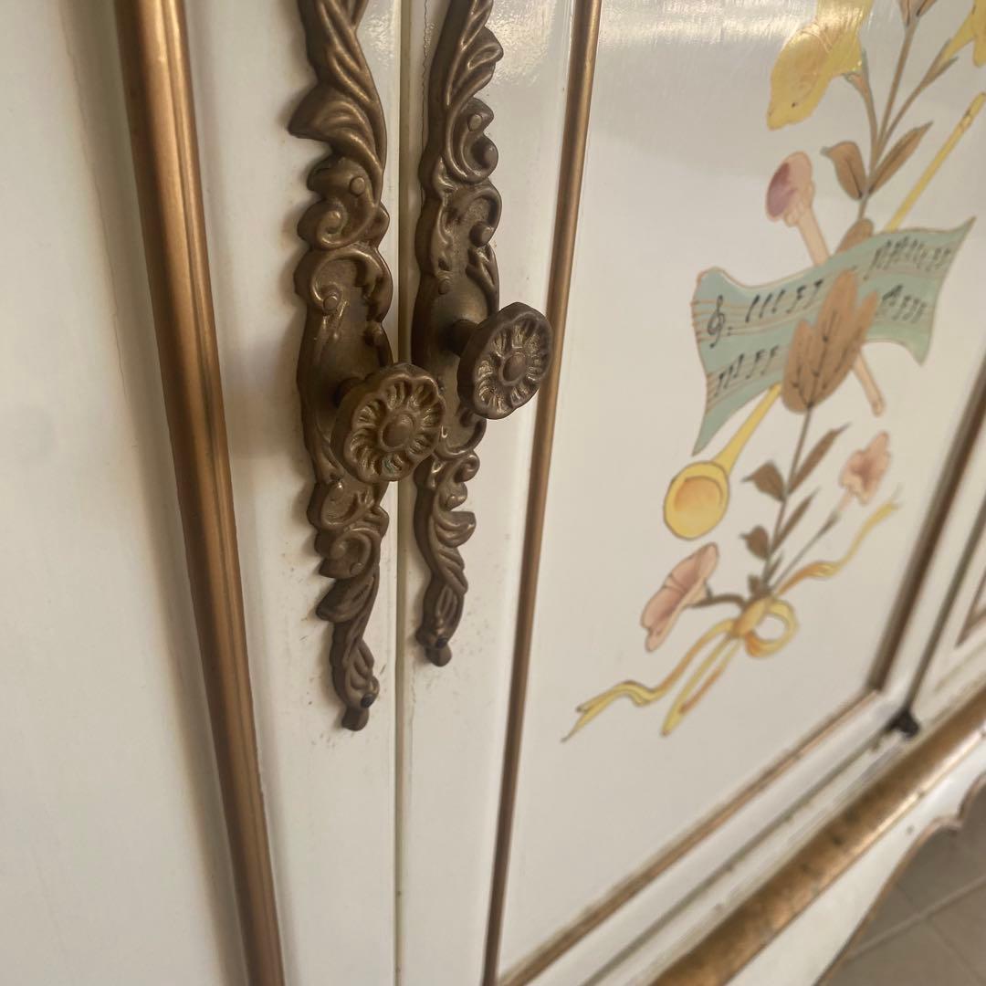 イタリア製　サイドボード　キャビネット　チェスト　トールペイント　猫脚　ロココ