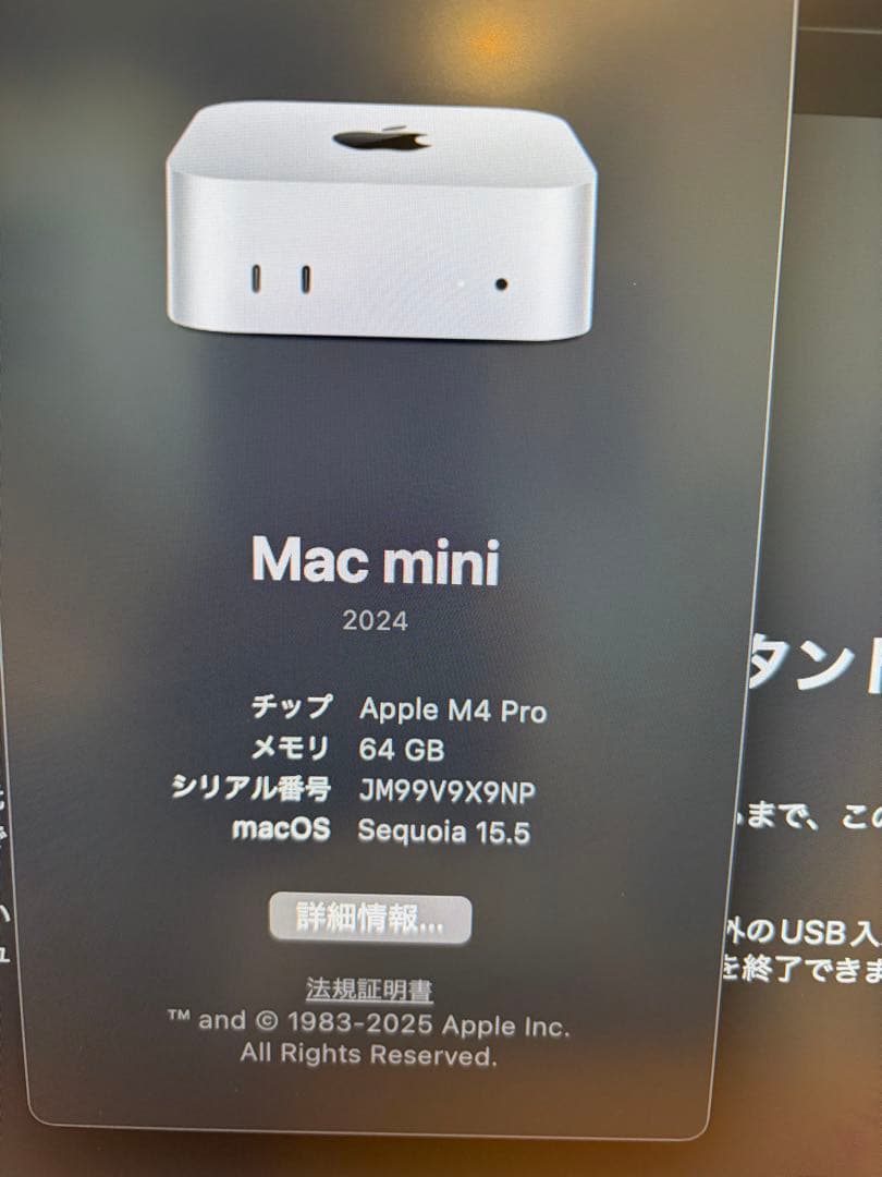 Macデスクトップ Apple Mac mini M4 Pro 64GB 1TB SSD