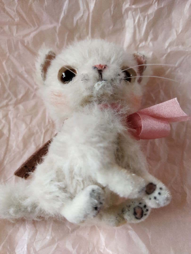 アーティストベア　白ねこちゃん　hacodeco　作家ぬいぐるみ