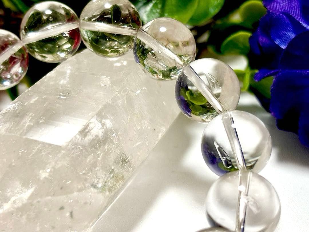 超夢幻品質　時空を超越し神の逸品　ガネッシュヒマール産　虹と水入り水晶のブレス