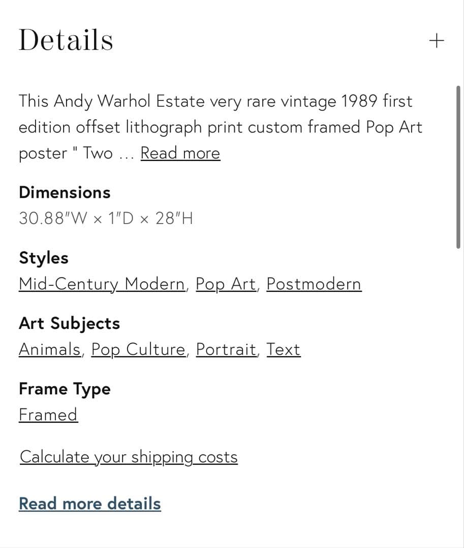 アンディ・ウォーホール　財団スタンプ　Two Colored Cows ポスター