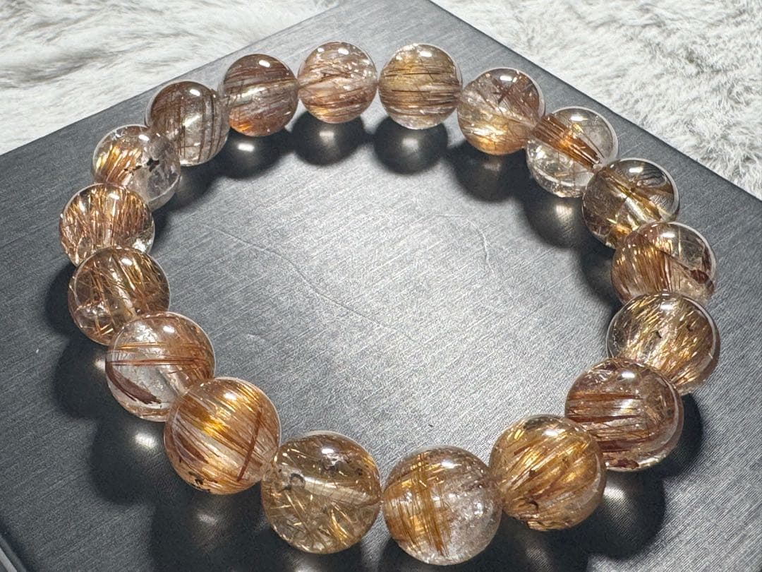 【針びっしり】コッパールチル クォーツ 11mm 天然石 ブレスレット