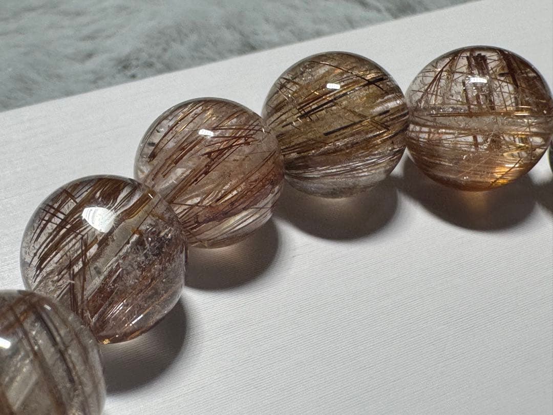 【針びっしり】コッパールチル クォーツ 11mm 天然石 ブレスレット