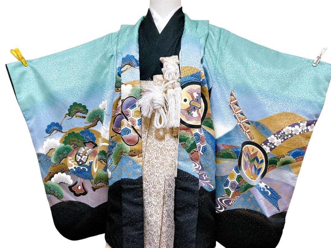 希少カラー♡七五三　5歳　男の子　フルセット　一式　ミントグリーン　刺繍　鷹