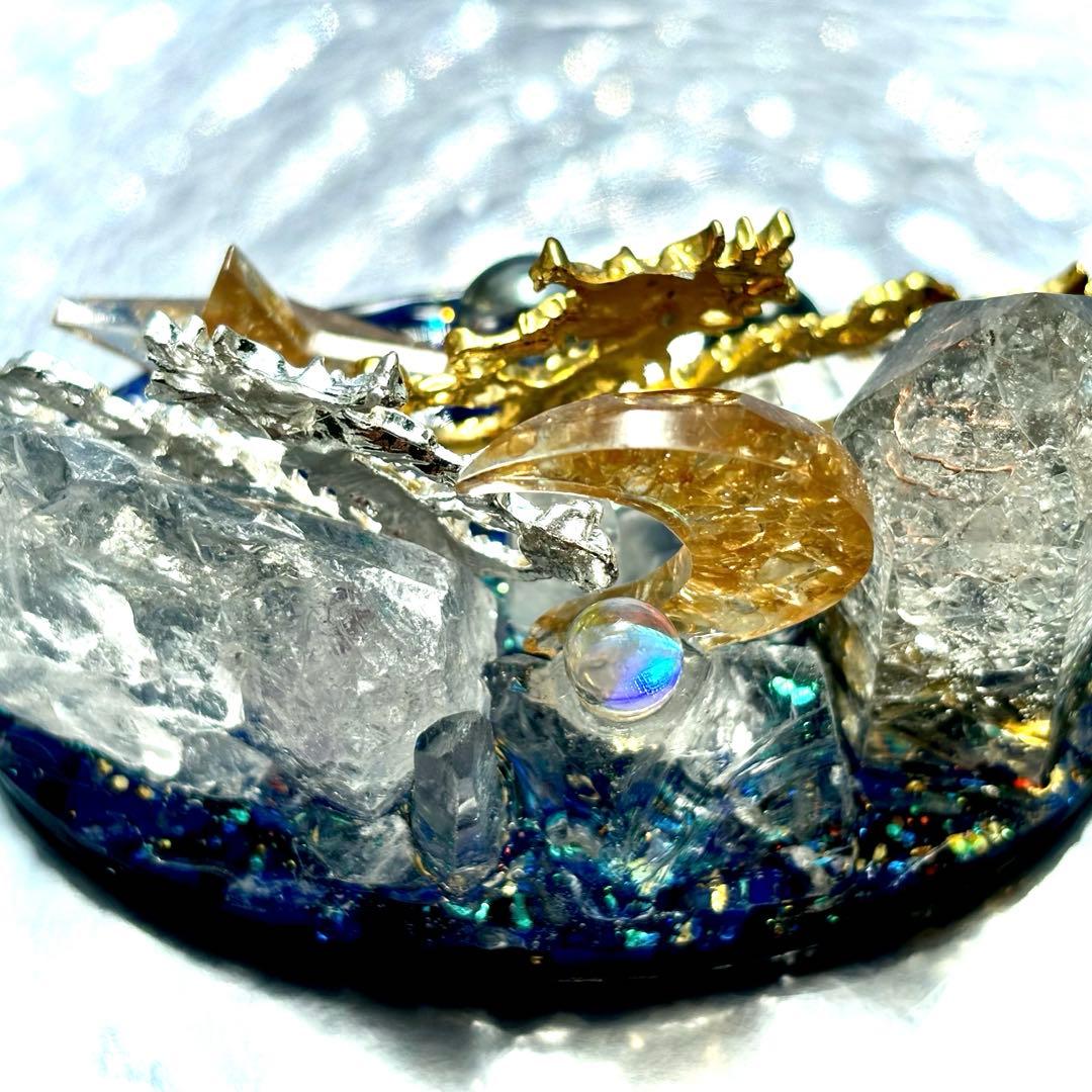 ✨昇龍✨元宝✨オルゴナイト✨ラピスラズリ✨シトリン✨アメジスト✨水晶✨月✨星✨