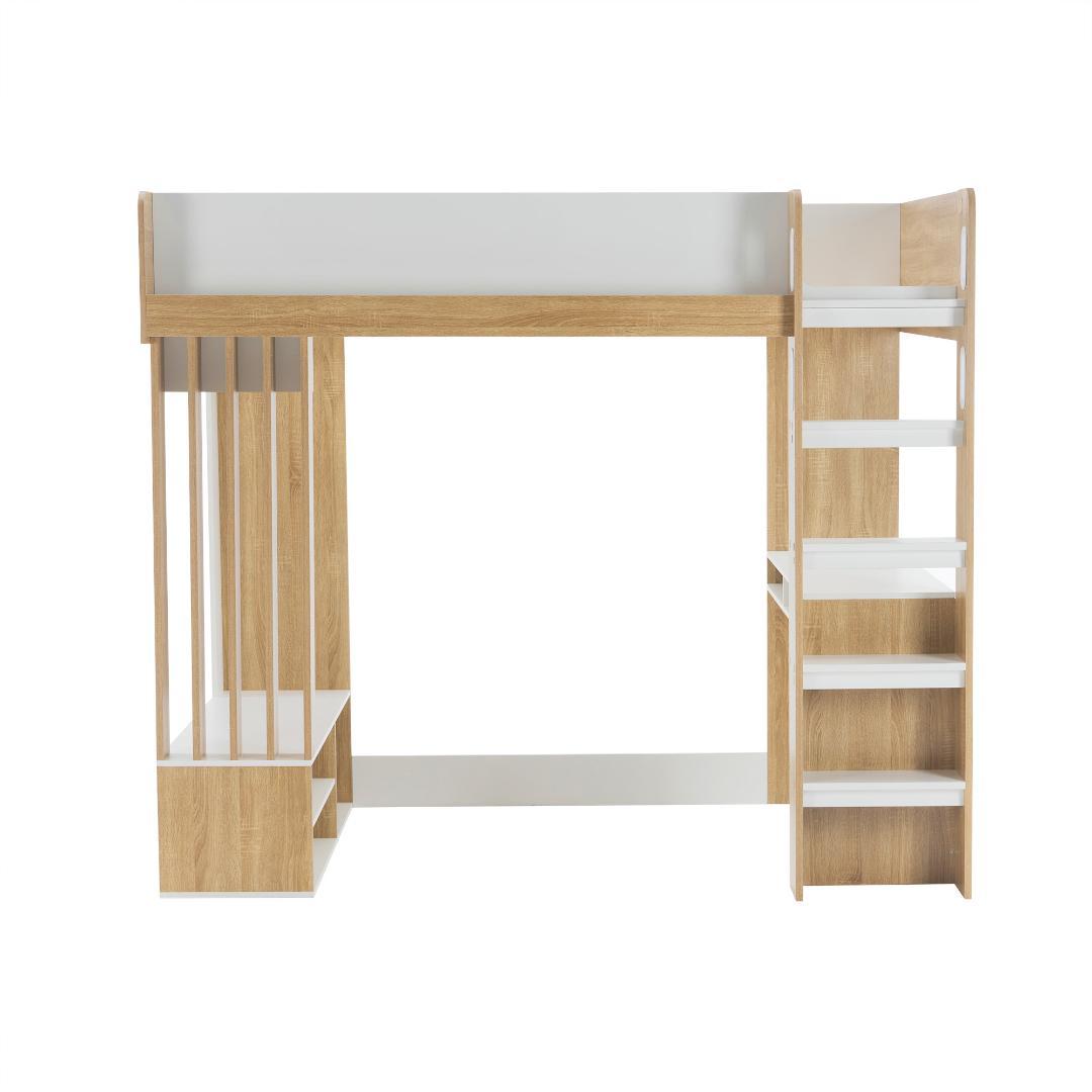 2か月新作・システムベッド　ハンガーボール付き　一人暮らし　木製WHITE