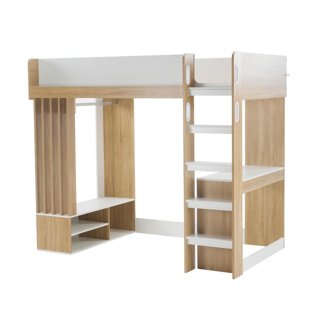 2か月新作・システムベッド　ハンガーボール付き　一人暮らし　木製WHITE