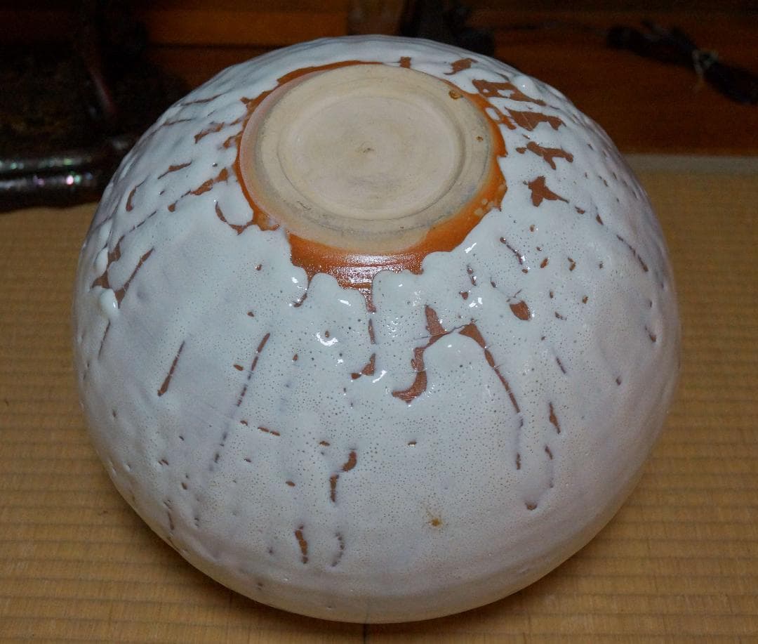 萩焼 大型白釉大壺 造形花立 鬼萩花瓶 飾壺 重さ6.3㎏