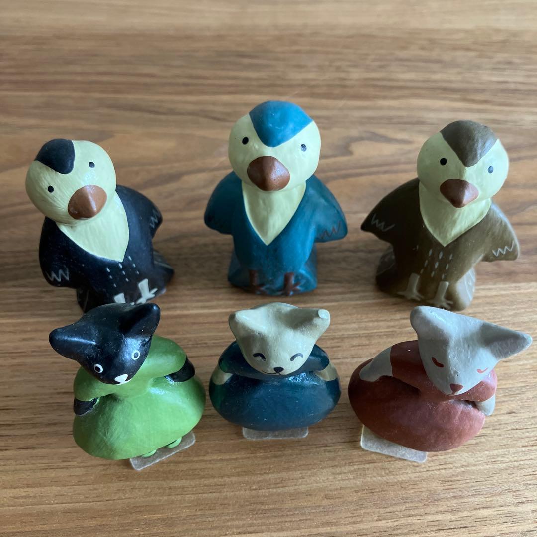 【ペロママ】マタノアツコ 木製　ネコさん&クマさん　トリさん&ネコさん