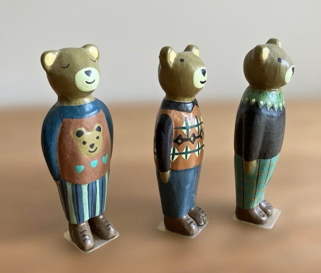 【ペロママ】マタノアツコ 木製　ネコさん&クマさん　トリさん&ネコさん