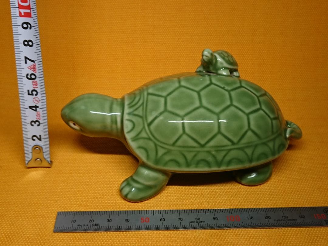 カメ　亀　亀の親子　陶器　オブジェ　置物　インテリア　工芸品　美術品　A1399