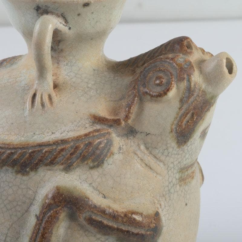 タイ古陶磁　スンコロク　宋胡録　神獣　双耳水滴　N　9391