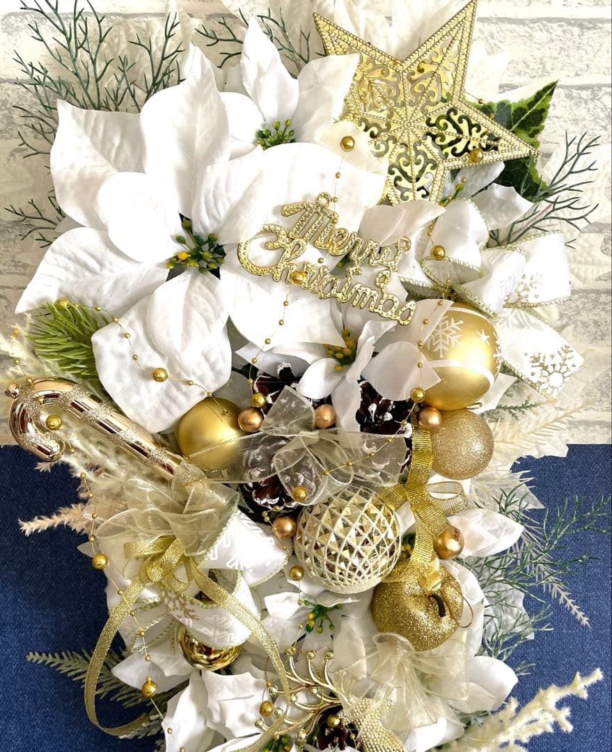 ホワイトゴールドクリスマススワッグ❣️あずき❣️２つセット❣️