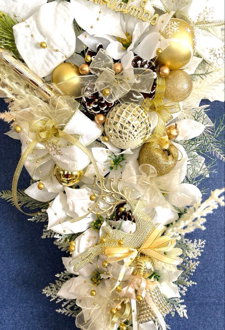 ホワイトゴールドクリスマススワッグ❣️あずき❣️２つセット❣️