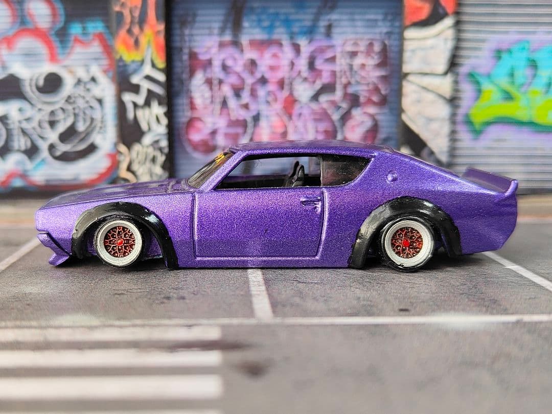 ホットウィールカスタム ケンメリ LBWK 全塗装 ☆深リム 紫☆トミカ改造