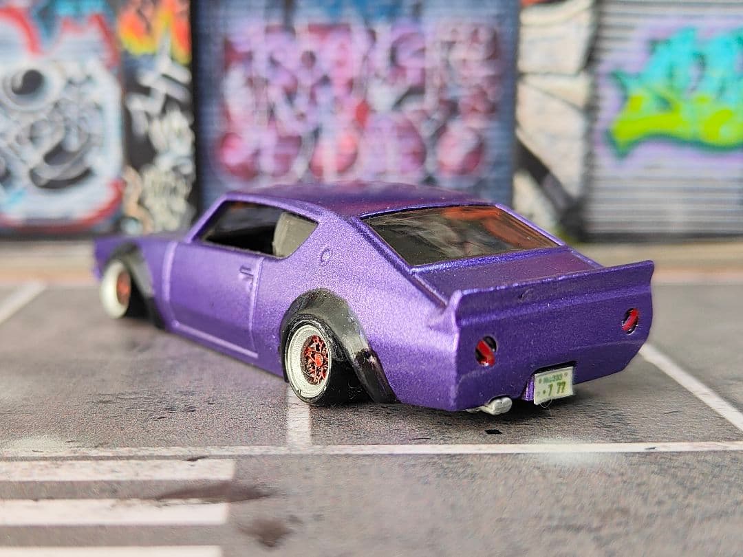 ホットウィールカスタム ケンメリ LBWK 全塗装 ☆深リム 紫☆トミカ改造