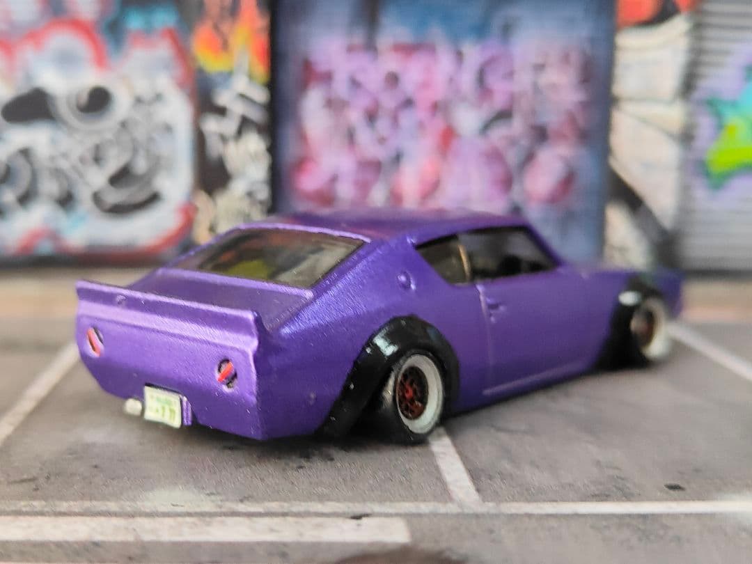 ホットウィールカスタム ケンメリ LBWK 全塗装 ☆深リム 紫☆トミカ改造