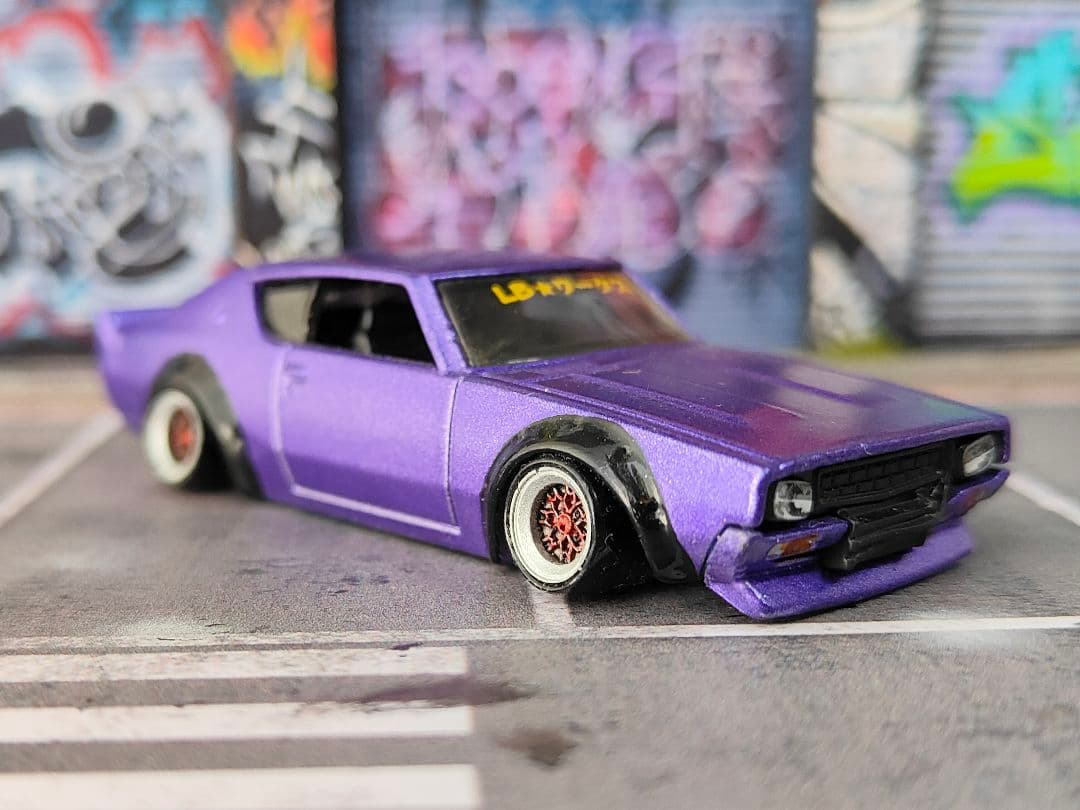 ホットウィールカスタム ケンメリ LBWK 全塗装 ☆深リム 紫☆トミカ改造