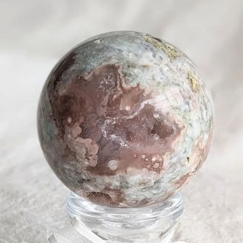 ✧個性的!ピンク ＆緑桜瑪瑙 フラワースフィア 丸玉✧