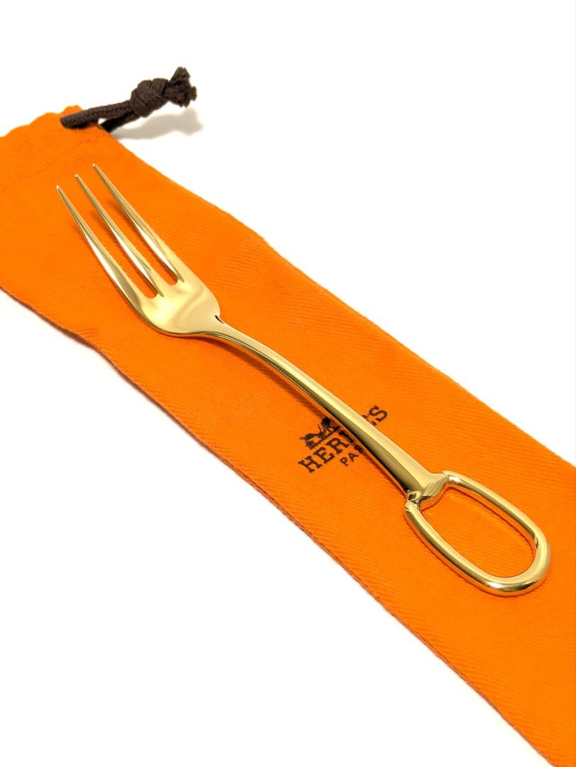 HERMES エルメス グランアトラージュ デザートフォーク ゴールド