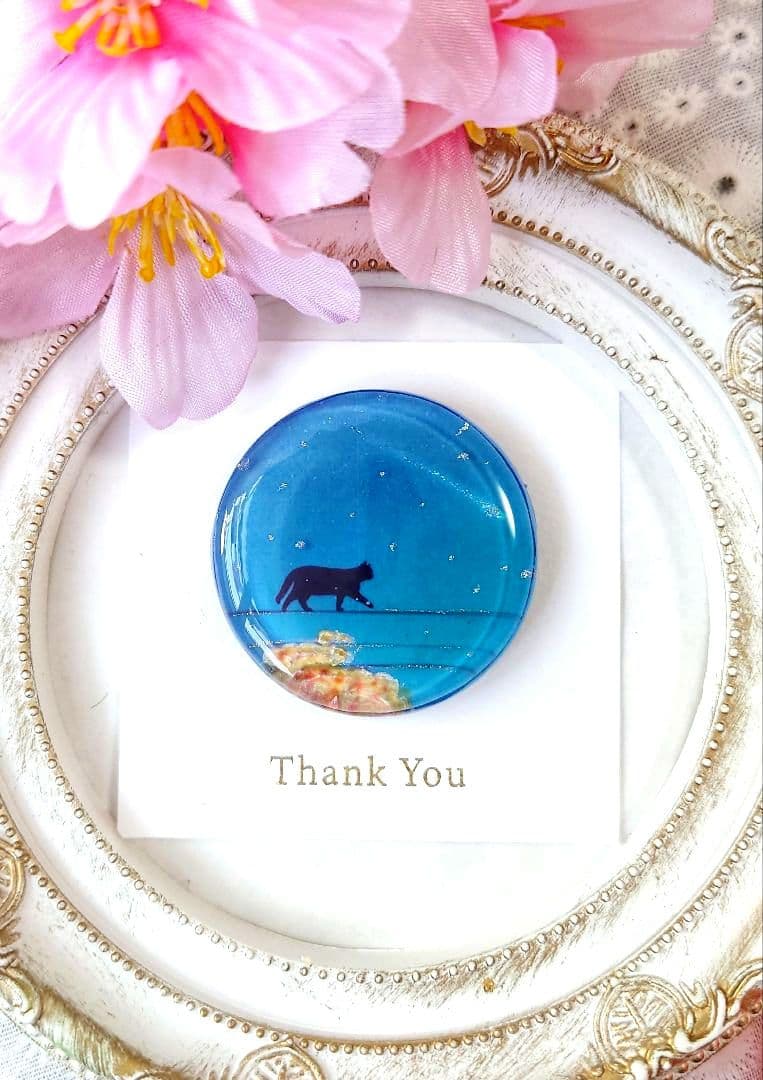 レジン　猫　ヘアゴム　ブローチ　ポニーフック　No.534