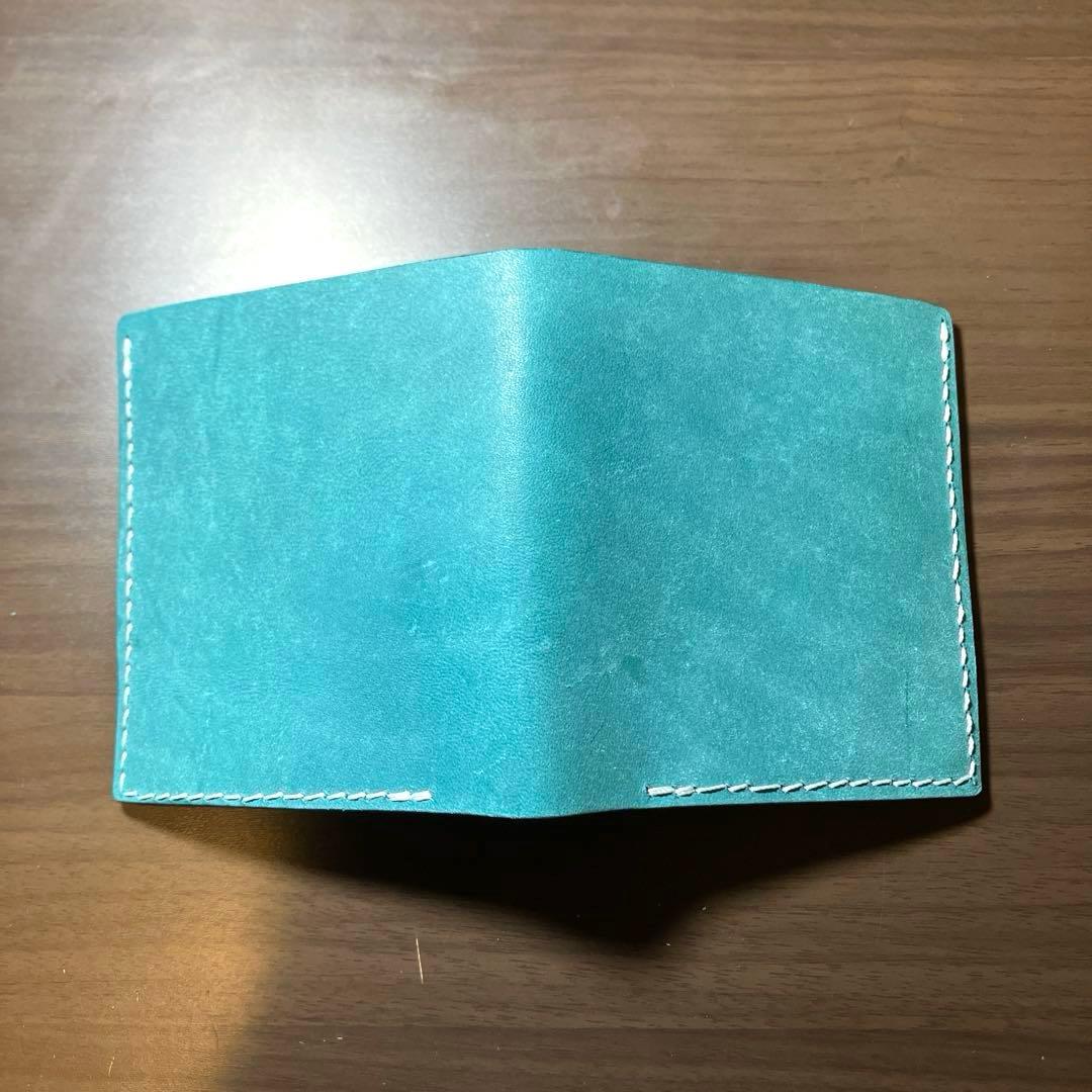 二つ折り財布　イタリアンレザー　ハンドメイド　本革