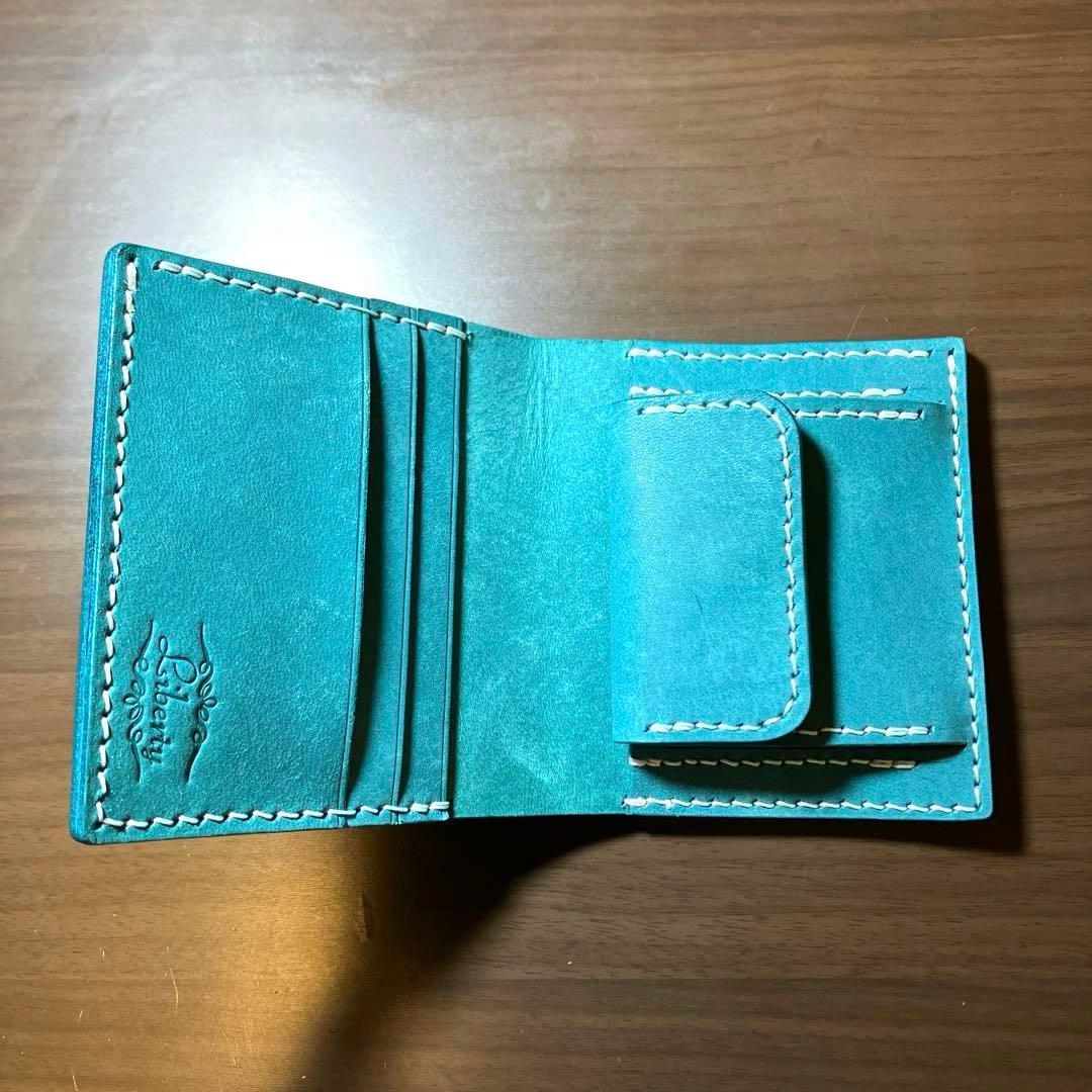 二つ折り財布　イタリアンレザー　ハンドメイド　本革