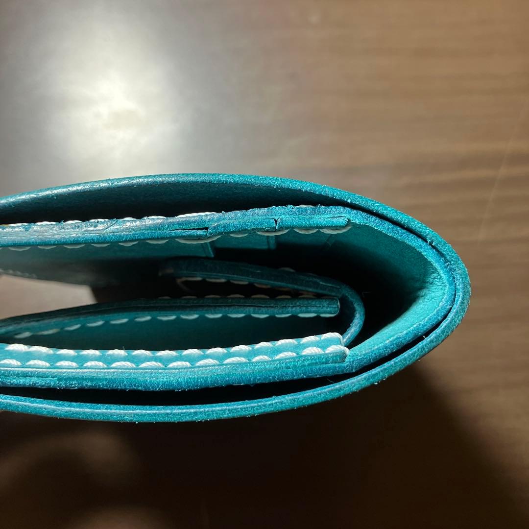 二つ折り財布　イタリアンレザー　ハンドメイド　本革