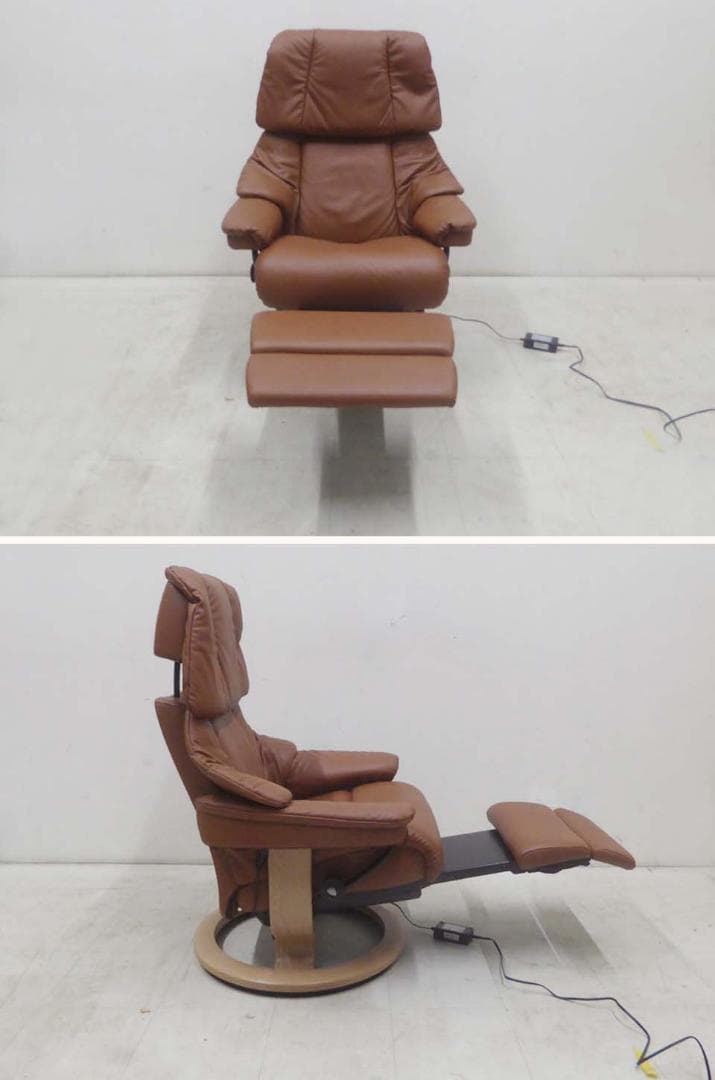 美品■EKORNES エコーネス■電動ストレスレスソファ レノ オットマン内臓