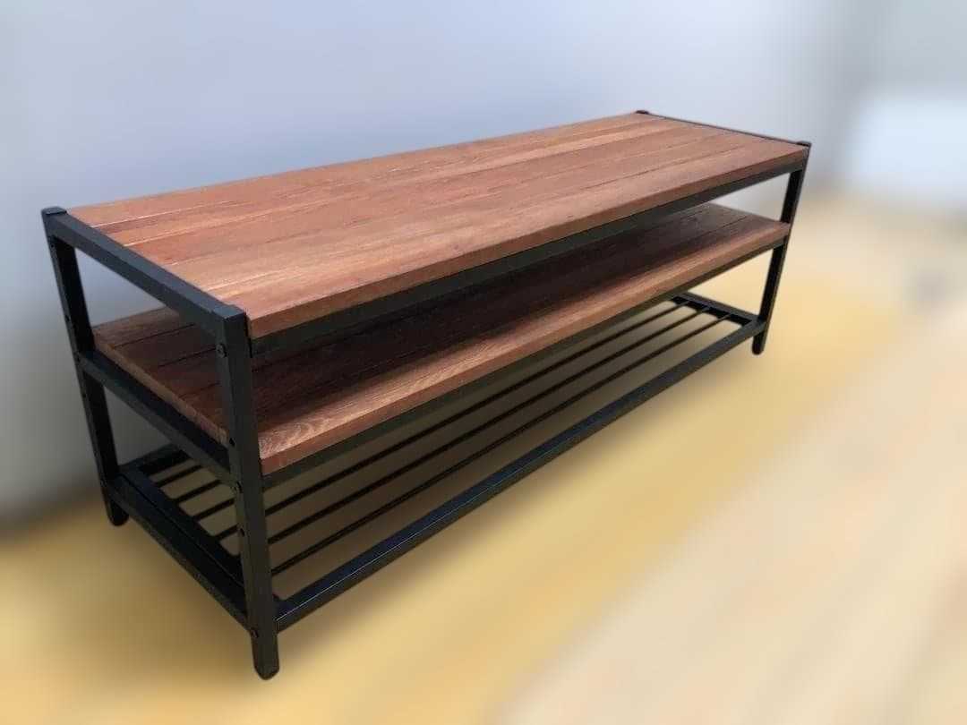 送料無料 ローボード テレビ台 木製天板 2段 棚付き ナチュラル251022