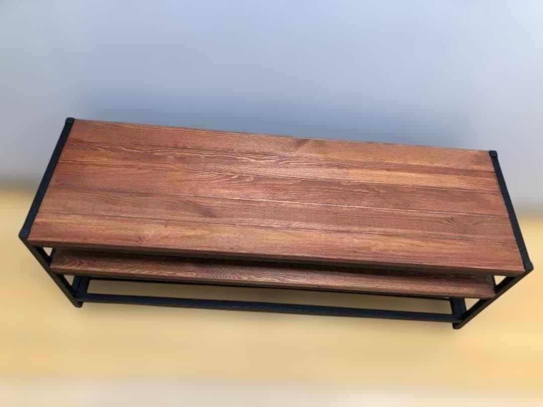 送料無料 ローボード テレビ台 木製天板 2段 棚付き ナチュラル251022