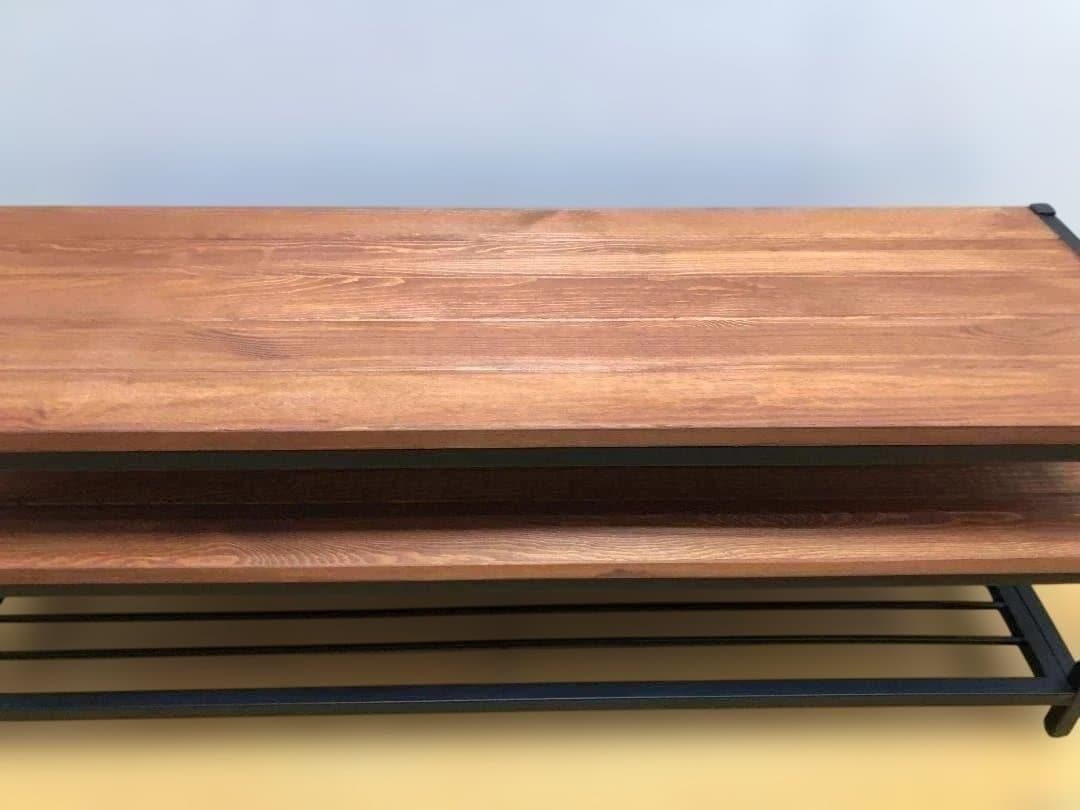 送料無料 ローボード テレビ台 木製天板 2段 棚付き ナチュラル251022