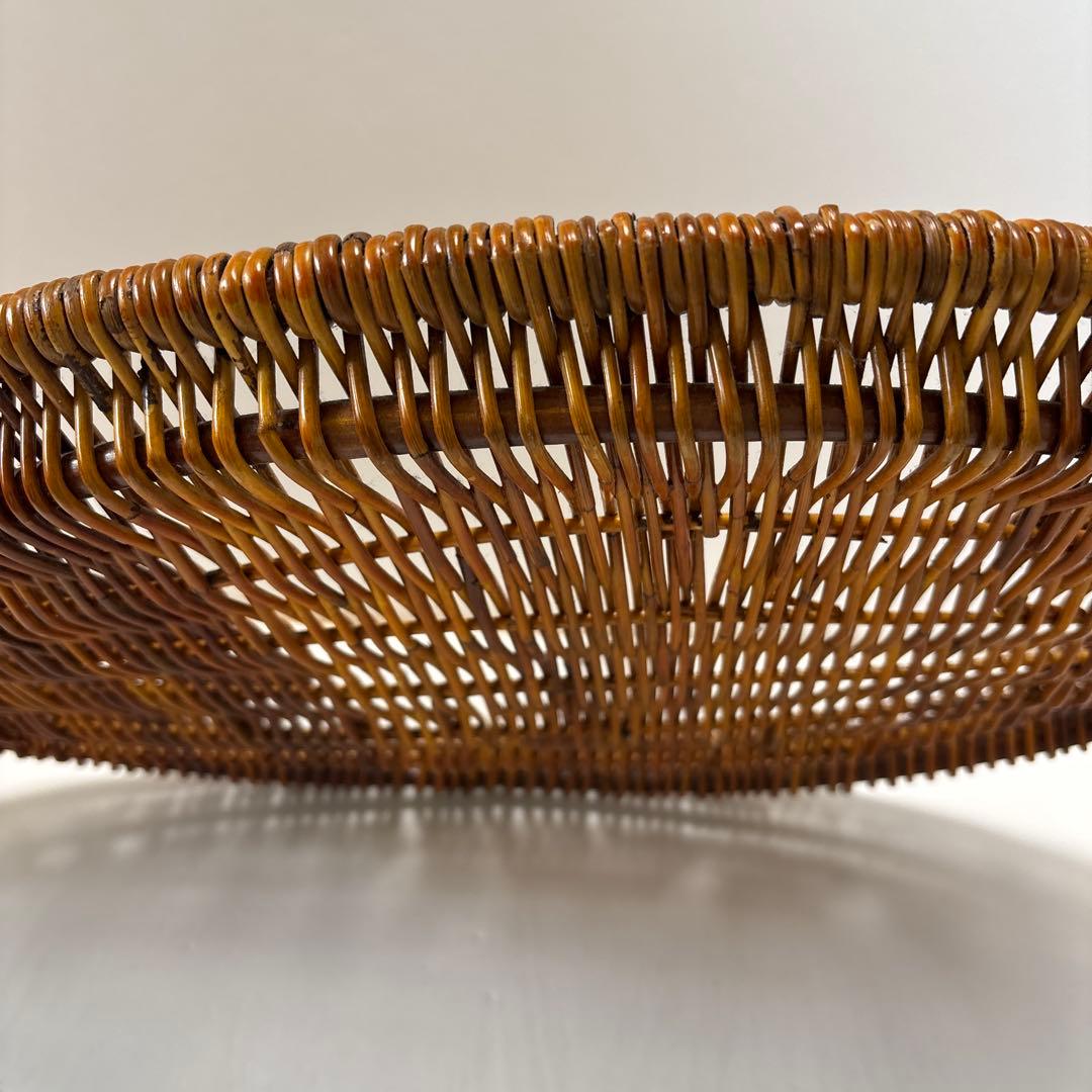 ラタン　藤　お盆　トレイ　オーバル　蔓　蔦　木製　自然素材　ブロカント　古道具
