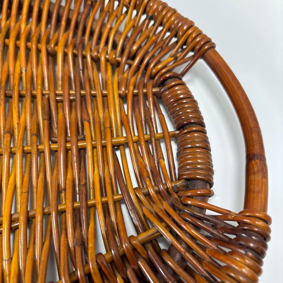 ラタン　藤　お盆　トレイ　オーバル　蔓　蔦　木製　自然素材　ブロカント　古道具