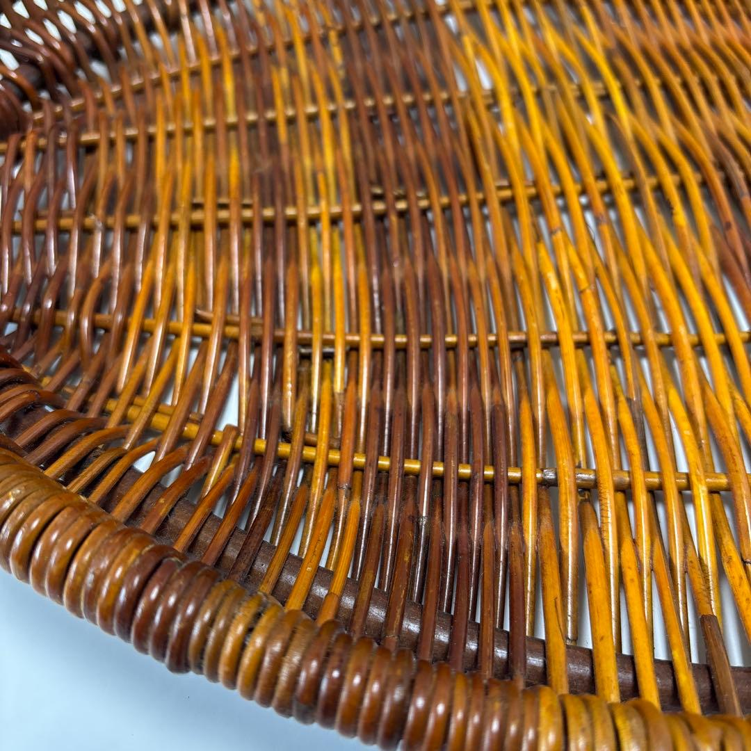 ラタン　藤　お盆　トレイ　オーバル　蔓　蔦　木製　自然素材　ブロカント　古道具