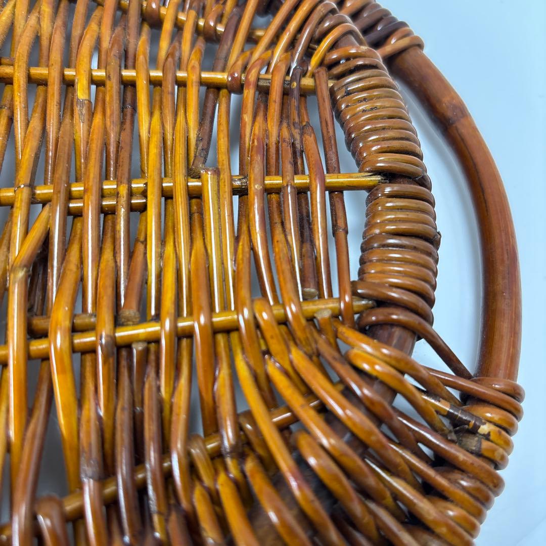 ラタン　藤　お盆　トレイ　オーバル　蔓　蔦　木製　自然素材　ブロカント　古道具