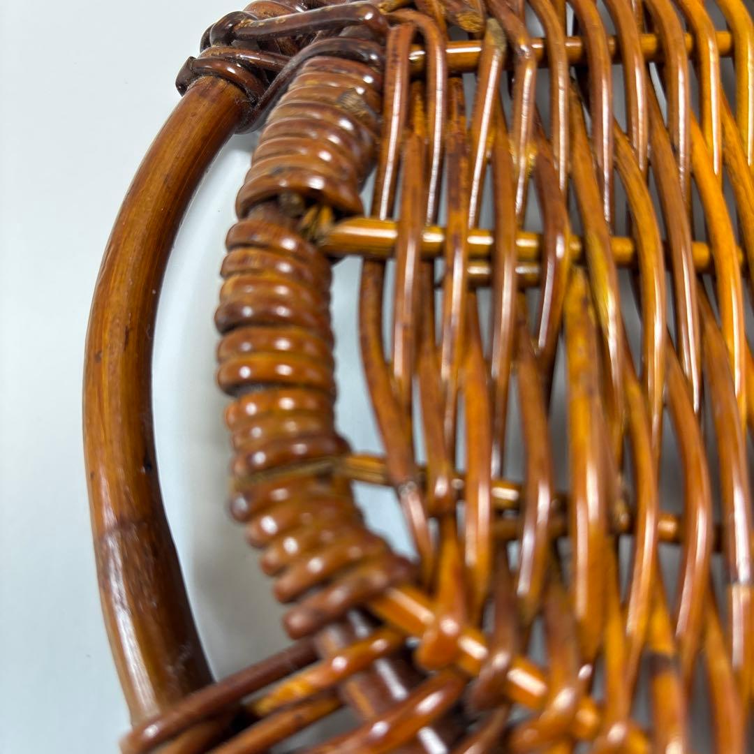 ラタン　藤　お盆　トレイ　オーバル　蔓　蔦　木製　自然素材　ブロカント　古道具