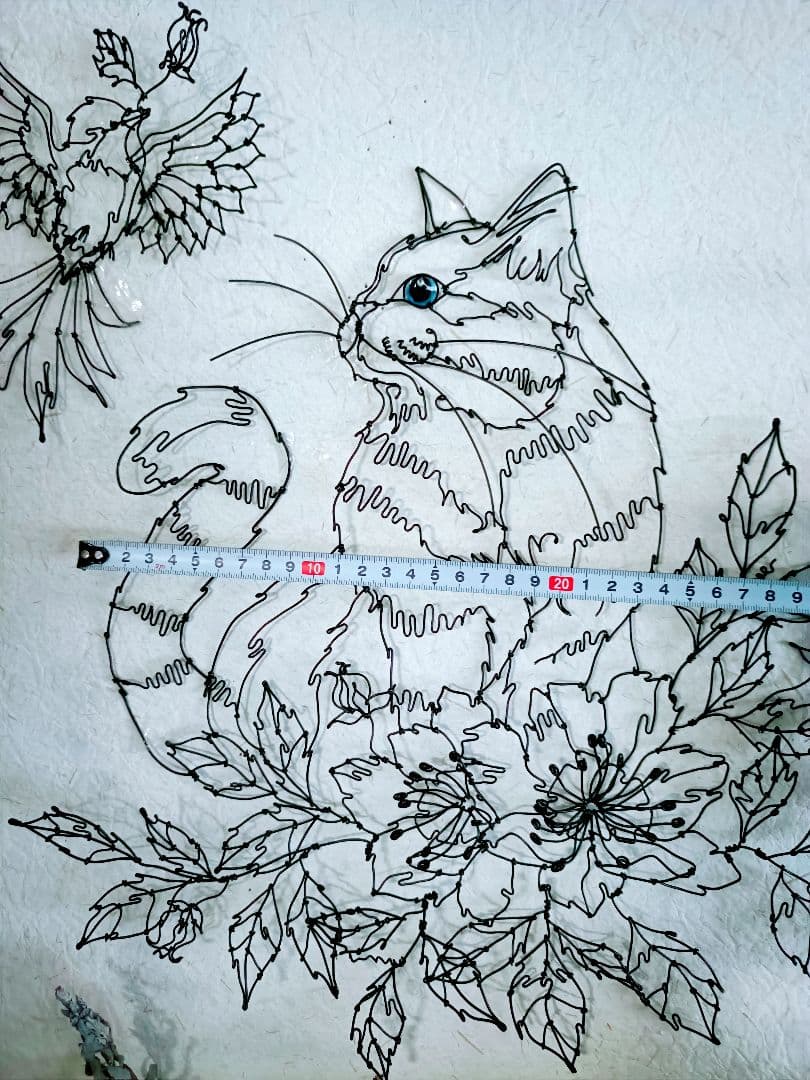 お値下げ中　猫　小鳥　花 ワイヤークラフト　アート　壁掛け